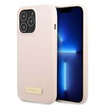 Hülle GUESS Apple iPhone 13 Pro Max Silikon Logo Platte MagSafe Rosa Hartcase