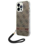 Guess GUOHCP14LH4STW iPhone 14 Pro 6.1" braun/braun hartcase 4G Print Strap