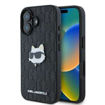 Etui Karl Lagerfeld iPhone 16 6.1" czarny/black hardcase Monogram Choupette Head Pin