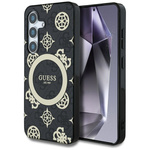 Etui Guess 4G Background Gold             Electroplated Peony Pattern MagSafe do Samsung Galaxy S25 czarny