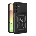 Hybrid Armor Camshield Hülle mit Kameraschutz und Metallring für Samsung Galaxy A16 / A16 5G – Schwarz