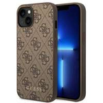 Hülle GUESS Apple iPhone 14 4G Metall Gold Logo Braun Hartcase