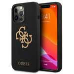 Hülle GUESS Apple iPhone 13 13 Pro Silikon 4G Logo Schwarz Hardcase
