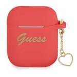 Hülle GUESS Apple AirPods Abdeckung Silikon Charme Herz Sammlung rot Case