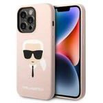 Hülle KARL LAGERFELD Apple iPhone 14 Pro Max Silikon Karl`s Head MagSafe Hellrosa Hartcase