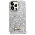 Hülle GUESS Apple iPhone 14 Plus Kroko Kollektion Silber Hartcase