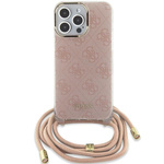 Etui Guess GUHCP15SHC4SEP iPhone 15 / 14 / 13 6.1" różowy/pink hardcase Crossbody Cord 4G Print Case