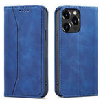 Magnet Fancy Case Hülle für iPhone 14 Pro Max Hülle mit Flip Wallet Ständer blau