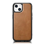 iCarer Leather Oil Wax case covered with natural leather for iPhone 14 Plus (MagSafe compatible) braun (WMI14220719-TN)