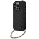 Hülle Karl Lagerfeld KLHCP14XSACKLHPK iPhone 14 Pro Max 6,7" schwarz/schwarz hartcase Saffiano Monogramm Kette Case