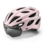 Rockbros Fahrradhelm mit Visier, abnehmbare UV-Brille, abnehmbares Visier, Unisex – Rosa