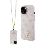 Case Guess GUHCP15SP4TDSCPP iPhone 15 6.1" pink/pink hardcase Crossbody 4G Metal Logo Case