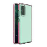 Spring Case clear TPU gel protective cover with colorful frame for Samsung Galaxy A12 / Galaxy M12 light pink