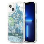 Case GUESS Apple iPhone 13 Mini Flower Liquid Glitter Green Hardcase