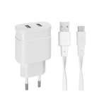 Rivacase Charger Network + USB-C 3.4A / 2xUSB white