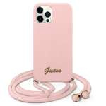Case GUESS Apple iPhone 12 Pro Max Metal Logo Cord Pink Hardcase