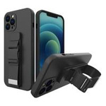 Rope case gel TPU airbag case cover with lanyard for iPhone 13 Pro Max black