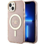 Case Guess GUHMP14MHCMCGP iPhone 14 Plus 6.7" pink/pink hardcase Glitter Gold MagSafe Case