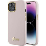 Guess GUHCP15SSMBSLP iPhone 15 6.1" pink/pink hardcase Silicone Script Metal Logo &amp; Frame