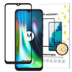 Wozinsky Tempered Glass Full Glue Super Tough Screen Protector Full Coveraged with Frame Case Friendly for Motorola Moto G9 Play / Moto E7 Plus black