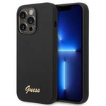 Case Guess iPhone 14 Pro Max 6.7" black/black hard case Silicone Vintage Gold Logo