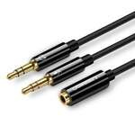 UGREEN Audio Splitter Cable AUX Mini Jack 3.5mm For Headphones With Microphone 20cm Black
