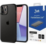Case SPIGEN iPhone 12 / 12 Pro Ultra Hybrid Matte Black Black Case + Glass 3MK Flexible Glass Lite