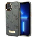 Case Guess iPhone 13 6.1" grey/grey hardcase Peony Logo Plate MagSafe