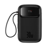 Baseus QPow 2 30W 10000mAh Power Bank with Built-in USB-C Cables - Black