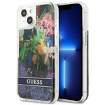 Case GUESS Apple iPhone 13 Mini Flower Liquid Glitter Blue Hardcase