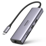 HUB 7in1 Ugreen CM512 USB-C / 2x USB-A 3.2 / HDMI 4K / SD TF reader / USB-C PD 100W / RJ45 - gray