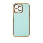 Lighting Color Case for iPhone 12 Pro Max, gel cover with a gold frame, mint