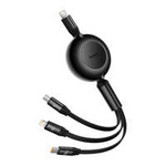 Baseus Bright Mirror 2 retractable cable 3in1 USB Type C - micro USB + Lightning + USB Type C 3.5A 1.1m black (CAMJ010201)