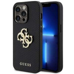 Guess GUHCP15LPSP4LGK iPhone 15 Pro 6.1" black/black hardcase Leather Perforated 4G Glitter Logo