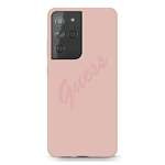Case GUESS Samsung Galaxy S21 Ultra Script Vintage Pink Hardcase