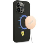 Case Ferrari iPhone 14 Pro 6.1" black/black hardcase Silicone Metal Logo MagSafe
