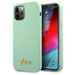 Case GUESS Apple iPhone 12 12 Pro Metal Logo Script Green Hardcase