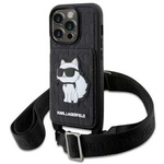 Case Karl Lagerfeld KLHCP14XCSAKHPCK iPhone 14 Pro Max 6.7" hardcase black/black Crossbody Saffiano Monogram Choupette Case