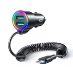 Joyroom 3-in-1 fast car charger with USB-C cable 1.5m 17W black (JR-CL24)