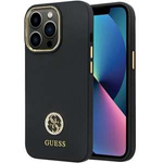 Case Guess GUHCP13LM4DGPK iPhone 13 Pro / 13 6.1" black/black hardcase Silicone Logo Strass 4G Case