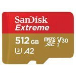 SanDisk Extreme microSDXC memory card 512 GB 160/90 MB/s A2 C10 V30 UHS-I U3 Mobile