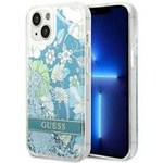 Case GUESS Apple iPhone 14 Flower Liquid Glitter Green Hardcase
