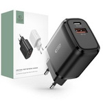 TECH-PROTECT C20W 2-PORT NETWORK CHARGER PD20W/QC3.0 BLACK
