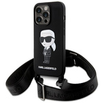 Case Karl Lagerfeld KLHCP15LSCBSKNK iPhone 15 Pro 6.1" hardcase black/black Crossbody Silicone Ikonik Case