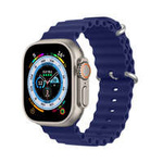 Dux Ducis Strap Watch Strap 8 / 7 / 6 / 5 / 4 / 3 / 2 / SE (45 / 44 / 42mm) Silicone Band Bracelet Navy Blue (OceanWave Version)