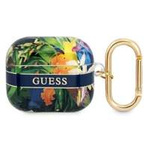 Case GUESS Apple AirPods 3 Cover Flower Strap Collection Blue Case