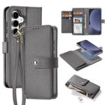 Dux Ducis Lawa Leather Case for Samsung Galaxy S25 with Detachable Magnetic Wallet - Gray