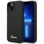 Case Guess iPhone 14 6.1" black/black hard case Silicone Vintage Gold Logo