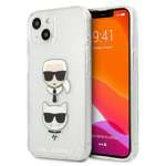 Case KARL LAGERFELD Apple iPhone 13 Mini Glitter Karl`s & Choupette Silver Hardcase