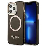 Case GUESS Apple iPhone 13 Pro Max Gold Outline Translucent MagSafe Black Hardcase